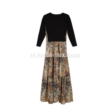 Gebreide voile Bohemian lange jurk met bloemenprint voor dames